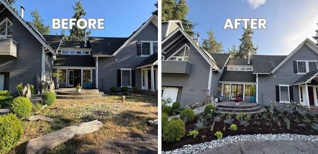 Lawn and Walkway Before and After Transformation
